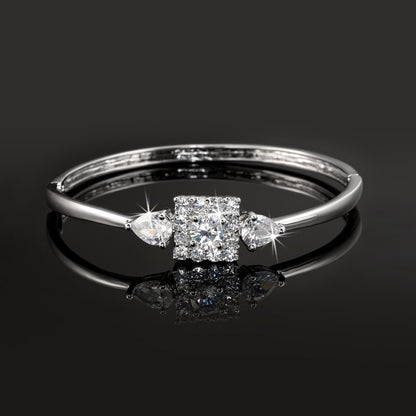 925 Sterling Silver Plated Bangle Featuring 15 Crystals by Swarovski®