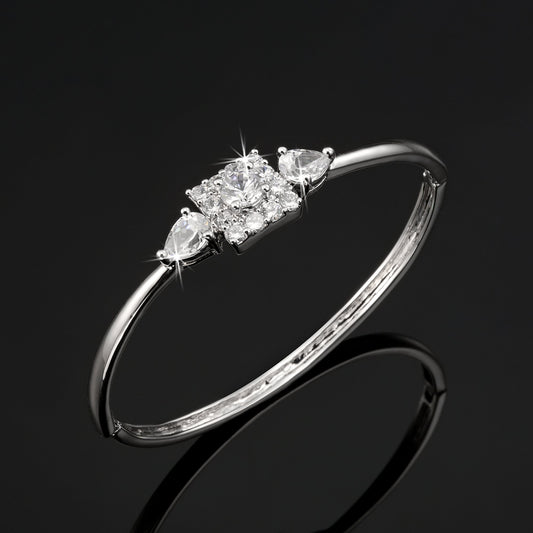 925 Sterling Silver Plated Bangle Featuring 15 Crystals by Swarovski®